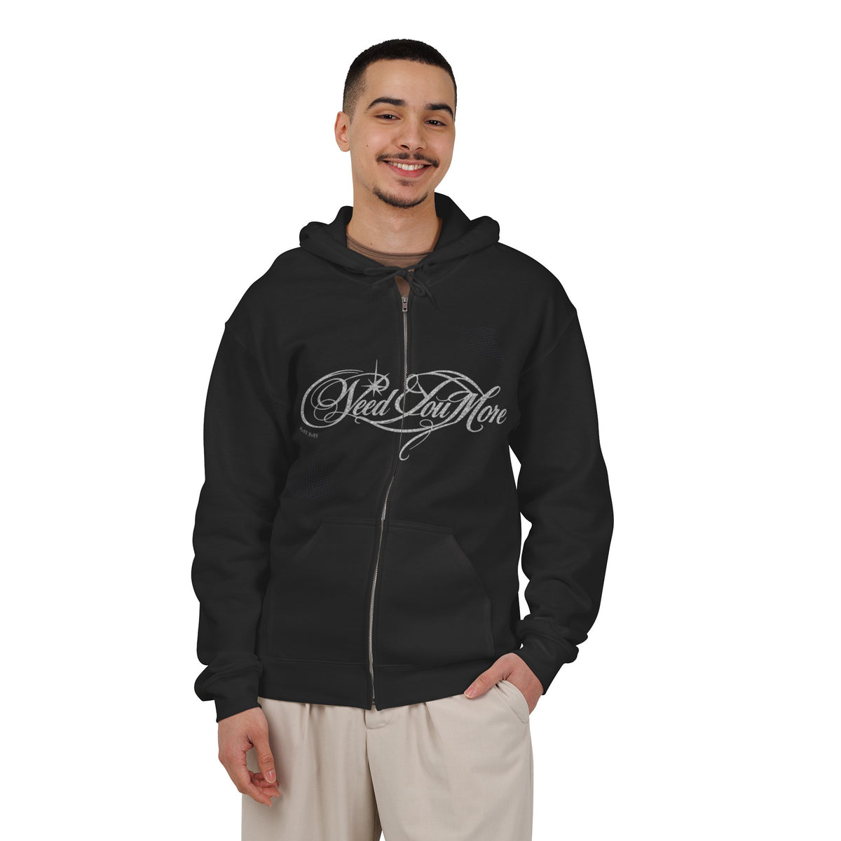 NEED U MORE BLACK LOGO HOODIE